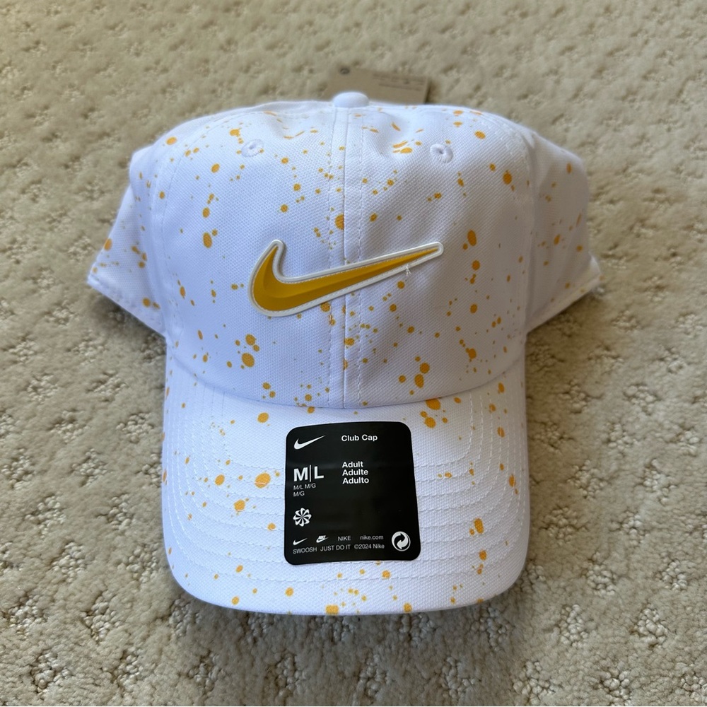 Nike Tennis Wimbledon White/ Yellow Splatter Hat Club Cap Size M/L